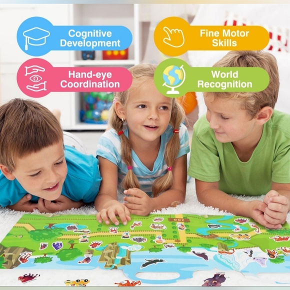 🍎🐅🐯 New Kids Reusable Stickers Book Zoo Park Animals 🦓🐒🐯 - Picture 6 of 13